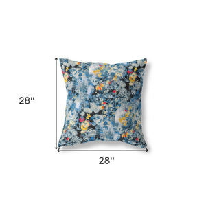 Homeroots 28" Blue Yellow Springtime Indoor Outdoor Throw Pillow   414545