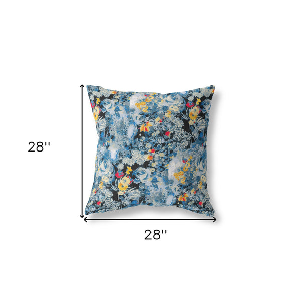 Homeroots 28" Blue Yellow Springtime Indoor Outdoor Throw Pillow   414545