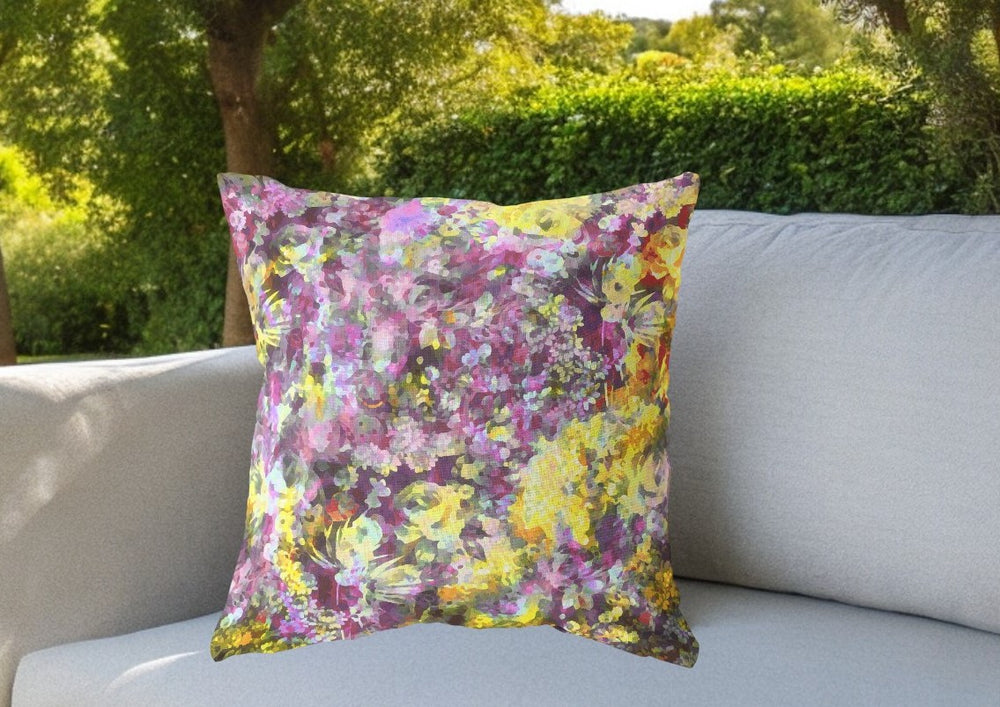 Homeroots 26" Purple Yellow Springtime Indoor Outdoor Throw Pillow   414552