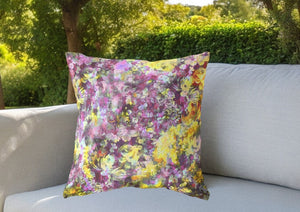 Homeroots 26" Purple Yellow Springtime Indoor Outdoor Throw Pillow   414552