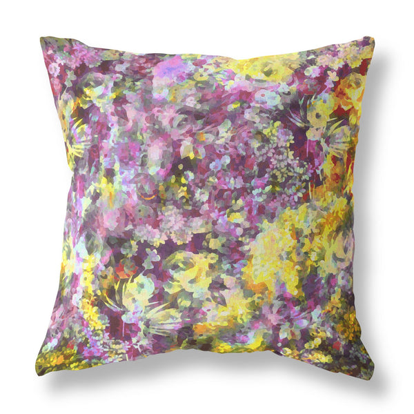Homeroots 28" Purple Yellow Springtime Indoor Outdoor Throw Pillow   414555