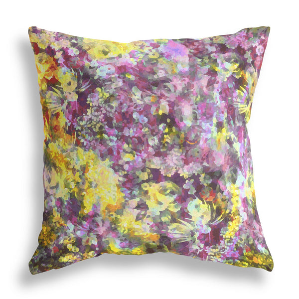 Homeroots 28" Purple Yellow Springtime Indoor Outdoor Throw Pillow   414555