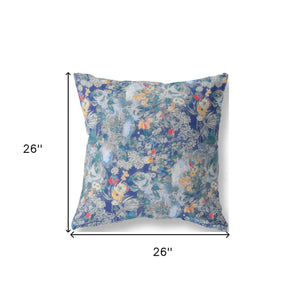 Homeroots 26" Blue Gray Springtime Indoor Outdoor Throw Pillow   414572