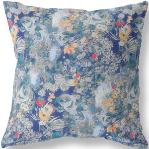 Homeroots 26" Blue Gray Springtime Indoor Outdoor Throw Pillow   414572