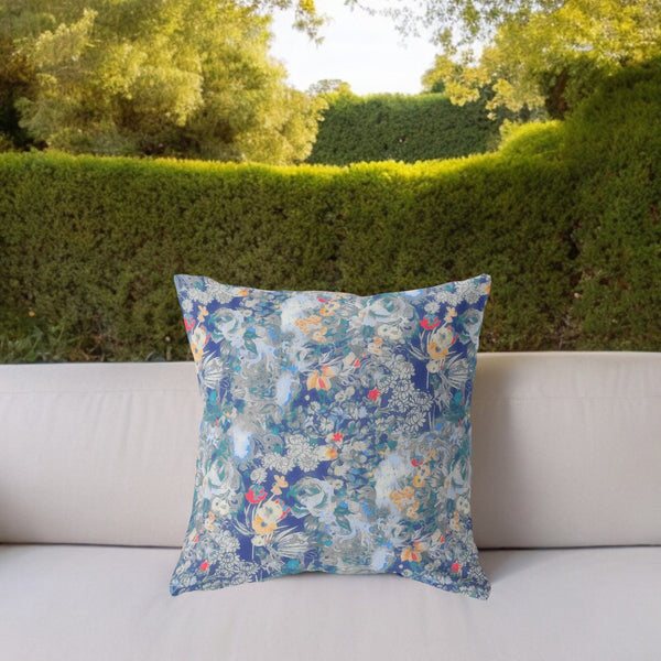 Homeroots 26" Blue Gray Springtime Indoor Outdoor Throw Pillow   414572