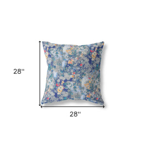 Homeroots 28" Blue Gray Springtime Indoor Outdoor Throw Pillow   414574