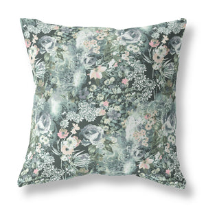 Homeroots 26" Green Gray Springtime Indoor Outdoor Throw Pillow   414581