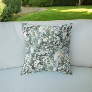 Homeroots 26" Green Gray Springtime Indoor Outdoor Throw Pillow   414581