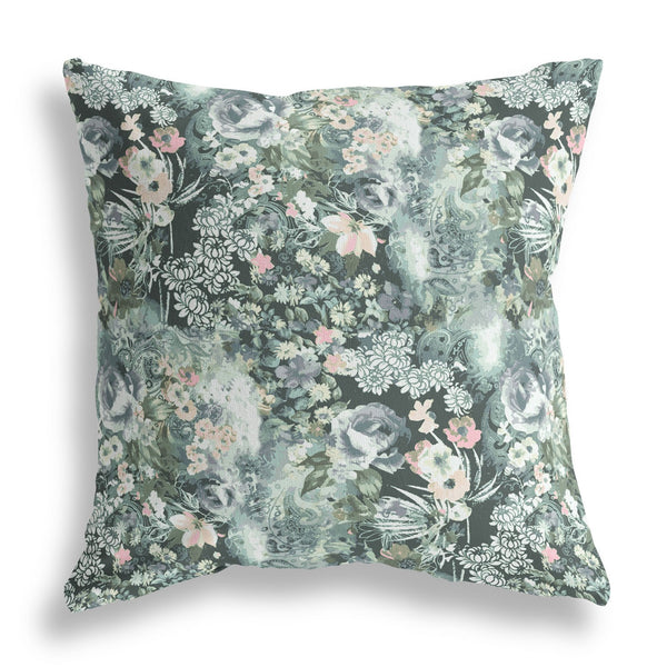 Homeroots 28" Green Gray Springtime Indoor Outdoor Throw Pillow   414582