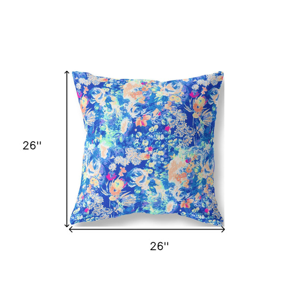 Homeroots 26" Bright Blue Springtime Indoor Outdoor Throw Pillow   414591