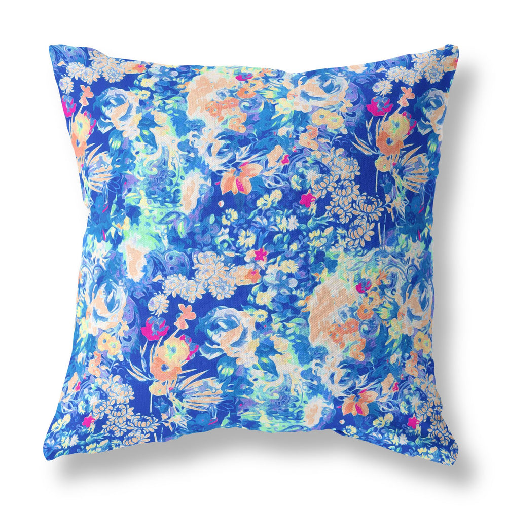 Homeroots 28" Bright Blue Springtime Indoor Outdoor Throw Pillow   414592