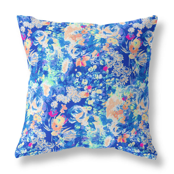 Homeroots 28" Bright Blue Springtime Indoor Outdoor Throw Pillow   414592