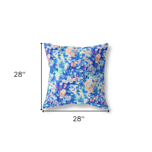 Homeroots 28" Bright Blue Springtime Indoor Outdoor Throw Pillow   414592