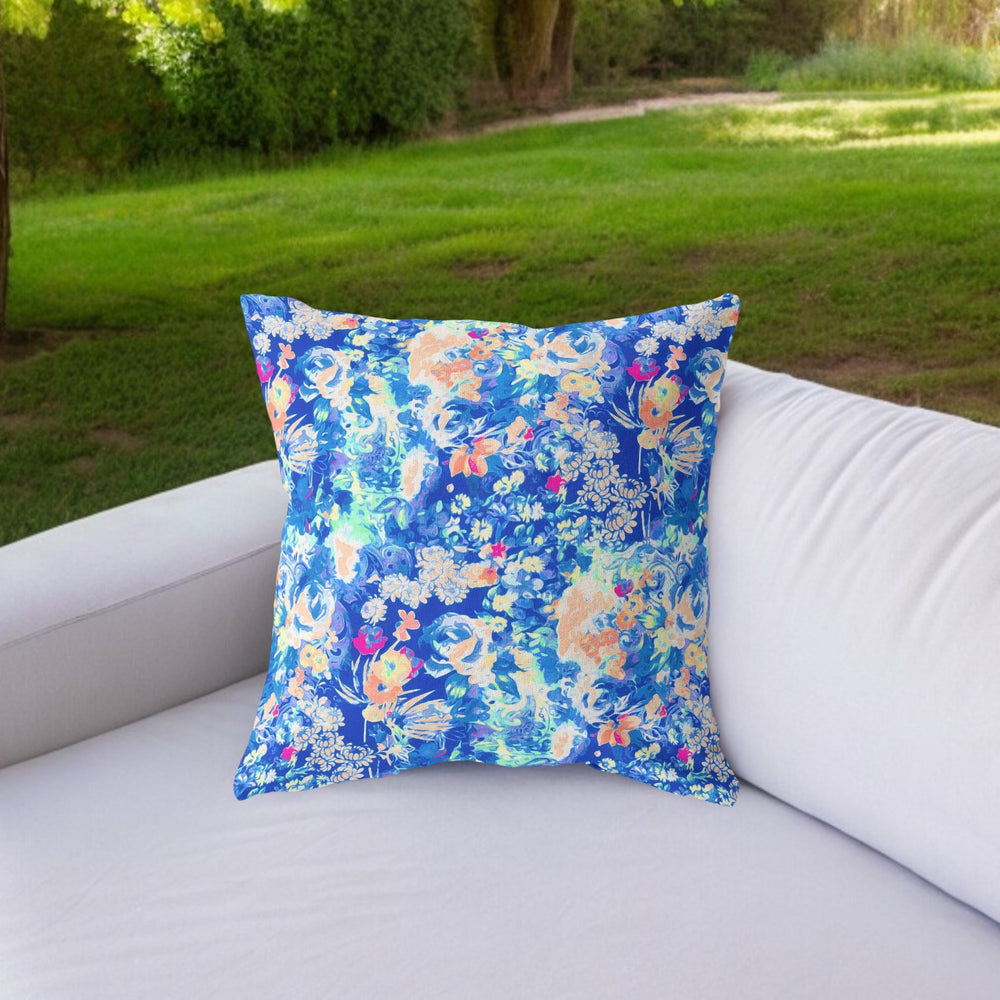 Homeroots 28" Bright Blue Springtime Indoor Outdoor Throw Pillow   414592