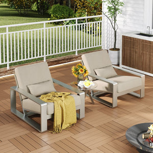 English Elm Christopher Knight Home® - La Plata Elegant Lounge Chair Set Of 2 - Silver Aluminum Frame With Beige Cushions For Comfort & Style N775P211257S-S2