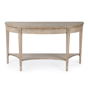 Butler Specialty Astor Demilune Console Table - Elegant Olive Ash Finish With Tapered Legs And Curvaceous Shelf Tan,Beige Rubberwood Solids,Mdf,Resin,Cherry,Maple And Olive Ash Burl Veneers 4146424-butler