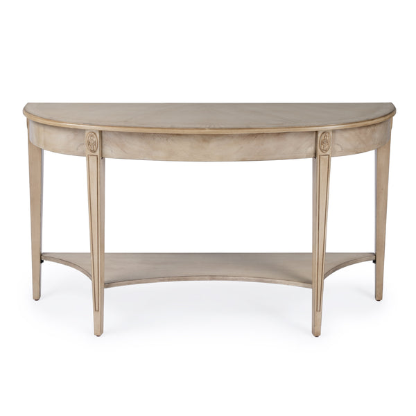 Butler Specialty Astor Demilune Console Table - Elegant Olive Ash Finish With Tapered Legs And Curvaceous Shelf Tan,Beige Rubberwood Solids,Mdf,Resin,Cherry,Maple And Olive Ash Burl Veneers 4146424-butler