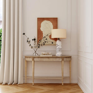 Butler Specialty Astor Demilune Console Table - Elegant Olive Ash Finish With Tapered Legs And Curvaceous Shelf Tan,Beige Rubberwood Solids,Mdf,Resin,Cherry,Maple And Olive Ash Burl Veneers 4146424-butler