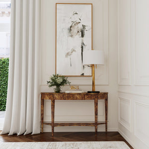 Butler Specialty Astor Demilune Console Table - Elegant Olive Ash Finish With Tapered Legs And Curvaceous Shelf Light Brown Made Of Poplar Solids,Engineered Wood,Burl Veneers 4146442-butler