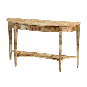 Butler Specialty Astor Demilune Console Table - Elegant Olive Ash Finish With Tapered Legs And Curvaceous Shelf Light Brown Rubberwood Solids,Mdf,Resin,Cherry,Maple And Olive Ash Burl Veneers 4146443-butler