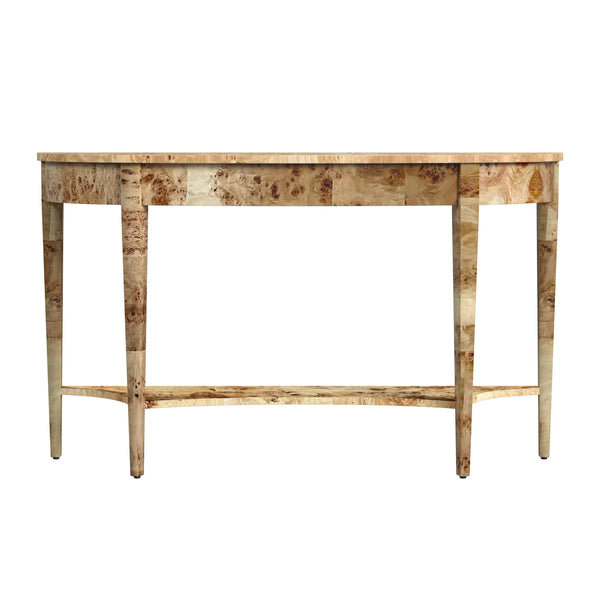 Butler Specialty Astor Demilune Console Table - Elegant Olive Ash Finish With Tapered Legs And Curvaceous Shelf Light Brown Rubberwood Solids,Mdf,Resin,Cherry,Maple And Olive Ash Burl Veneers 4146443-butler