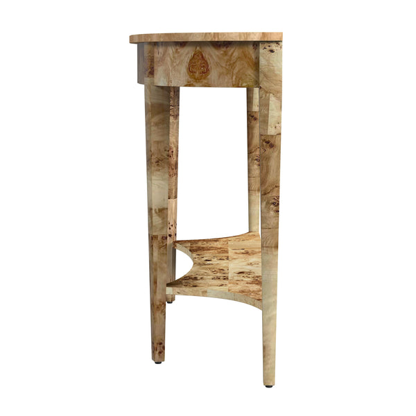 Butler Specialty Astor Demilune Console Table - Elegant Olive Ash Finish With Tapered Legs And Curvaceous Shelf Light Brown Rubberwood Solids,Mdf,Resin,Cherry,Maple And Olive Ash Burl Veneers 4146443-butler