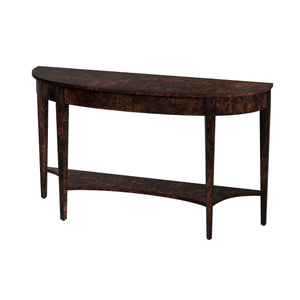 Butler Specialty Astor Demilune Console Table - Elegant Olive Ash Finish With Tapered Legs And Curvaceous Shelf Dark Brown Rubberwood Solids,Mdf,Resin,Cherry,Maple And Olive Ash Burl Veneers 4146446-butler
