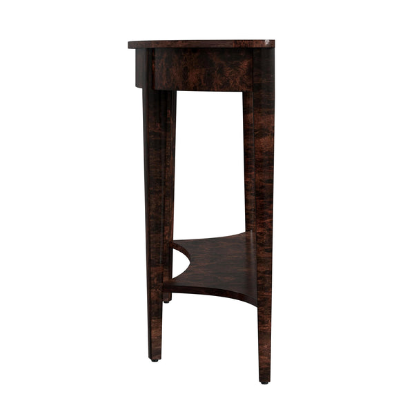 Butler Specialty Astor Demilune Console Table - Elegant Olive Ash Finish With Tapered Legs And Curvaceous Shelf Dark Brown Rubberwood Solids,Mdf,Resin,Cherry,Maple And Olive Ash Burl Veneers 4146446-butler