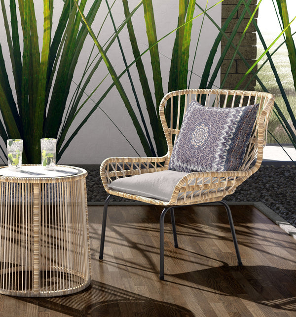 Homeroots 26” Gray Peach Holy Floral Indoor Outdoor Throw Pillow   414663