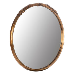Cooper Classics Tristan Round Wall Mirror Antiqued Gold Frame Carved Molding Glam Vintage Accent 41466