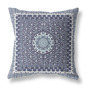 Homeroots 26” Slate Blue Holy Floral Indoor Outdoor Throw Pillow   414673