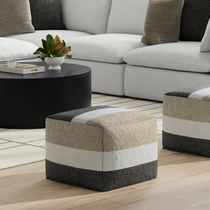 English Elm Claudette Woven Square Pouf Boho Global Pattern Footrest Accent for Living Rooms B136P427587