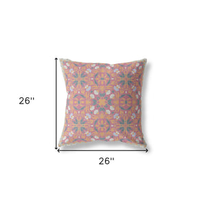 Homeroots 26” Magenta Orange Paisley Indoor Outdoor Throw Pillow   414704