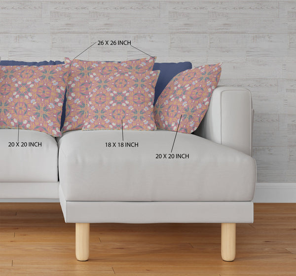 Homeroots 26” Magenta Orange Paisley Indoor Outdoor Throw Pillow   414704