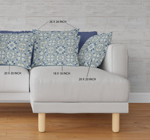 Homeroots 26” Gray Indigo Paisley Indoor Outdoor Throw Pillow   414723