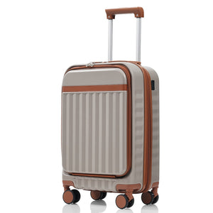 English Elm Luggage 3 Piece Abs Hard Shell Set with Usb Port Front Access and Spinner Wheels Khaki N726P307555K
