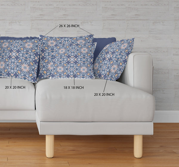 Homeroots 26” Blue Pink Paisley Indoor Outdoor Throw Pillow   414761