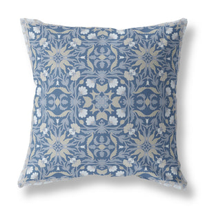 Homeroots 26” Blue Gray Paisley Indoor Outdoor Throw Pillow   414771