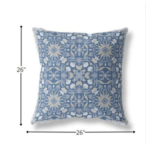 Homeroots 26” Blue Gray Paisley Indoor Outdoor Throw Pillow   414771