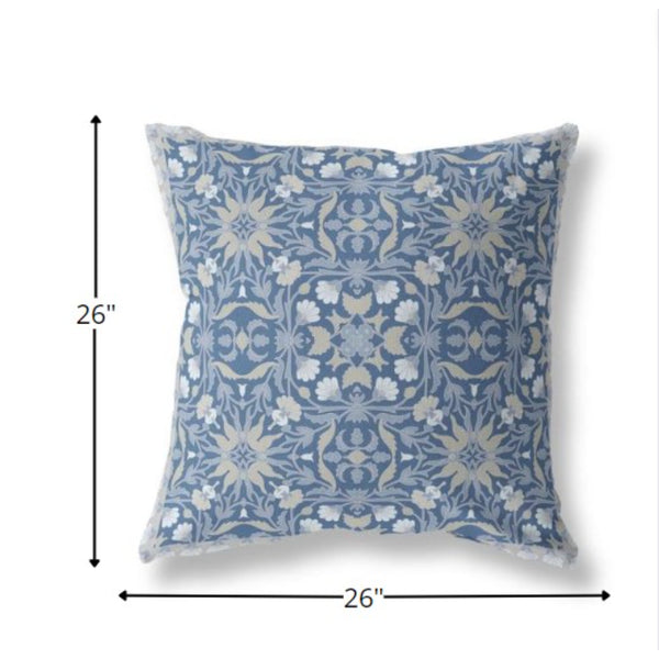 Homeroots 26” Blue Gray Paisley Indoor Outdoor Throw Pillow   414771