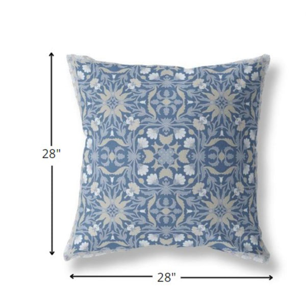 Homeroots 28” Blue Gray Paisley Indoor Outdoor Throw Pillow   414772