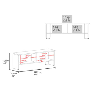 English Elm Walnut Stained Media Console with White Accents, 2-Shelf Open Storage and Single Door Organizer B062P290231