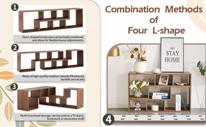 English Elm 2 Piece Modular L-shaped Tv Console Open Shelf Bookcase for Modern Living Rooms W3875P397178