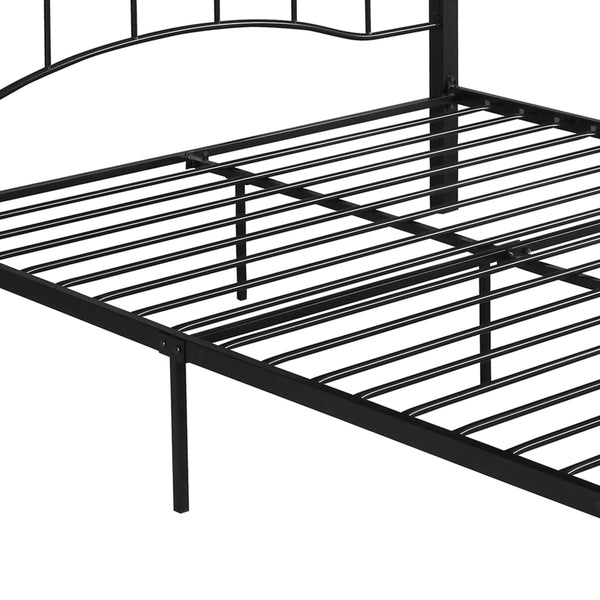 English Elm Christopher Knight Home® - KING Metal Bed Frame King Size Platform Bed with Geometric Headboard, Sturdy Iron, Underbed Storage Opportunity Black 79.25 L x 28.75 W x 3.5 H 63298.00FBLK-K-UK