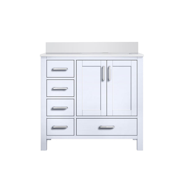 English Elm White Bath Vanity 36" W X 22" D With Elegant White Quartz Top, Soft-Close Drawers & Ample Storage B2731P258815-GIGA