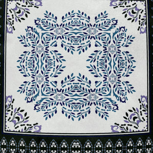 Homeroots 28" White Dark Blue And Light Blue Damask Indoor Outdoor Throw Pillow   414833