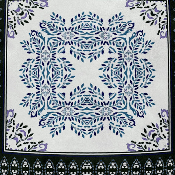 Homeroots 28" White Dark Blue And Light Blue Damask Indoor Outdoor Throw Pillow   414833