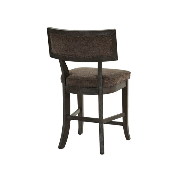 English Elm Set of 2 Rubber Wood Counter Height Dining Chairs with Padded Fabric Seats, Nailhead Trim, Espresso Finish B016P222647