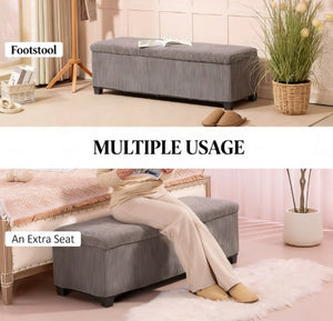 English Elm Spascious Corduroy Storage Bench with Hidden Compartment for Bedroom or Entryway T3971P431213
