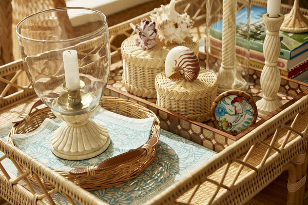 Chelsea House Beaumont Bone Hurricane Short — Hand-Carved Twist Pedestal, Brass Candle Holder & Mouth-Blown Glass 41490294